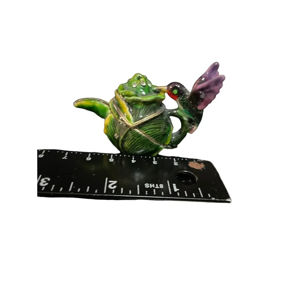 Enamel Trinket Boxes Hummingbird Teapot‎ Bejeweled Mini Boxes Set Of 2